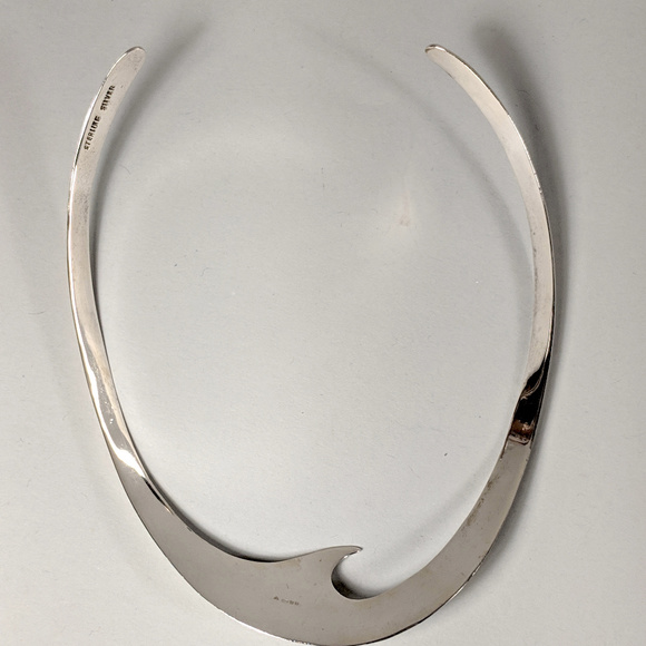 Sterling SILVER Choker Clean Modern Wave UNIQUE! - Picture 3 of 8